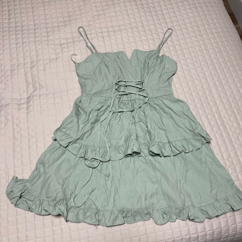 Mint Green Ruffled Kids Dress
